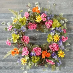 Stocking / Skirt^Raz 24" Mixed Geranium Poppy Wreath
