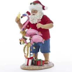 Clothtique/Fabriche Santas^Kurt S Adler Beach Santa With Flamingos