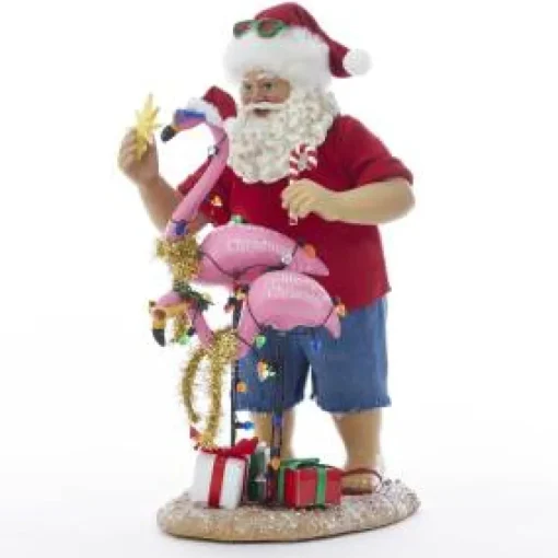 Clothtique/Fabriche Santas^Kurt S Adler Beach Santa With Flamingos