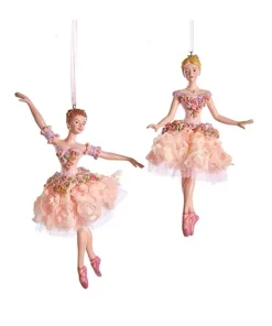 Kurt S Adler Blush Pink Ballerina Ornaments, 2 Assorted, E0534, Kurt Adler Fashion
