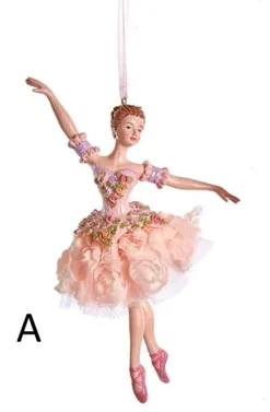 Kurt S Adler Blush Pink Ballerina Ornaments, 2 Assorted, E0534, Kurt Adler Fashion