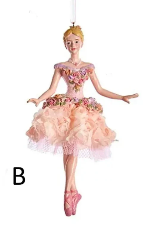 Kurt S Adler Blush Pink Ballerina Ornaments, 2 Assorted, E0534, Kurt Adler Fashion