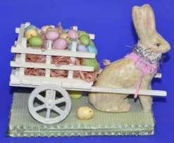 Easter^Midwest Importers Bunny Pullinng A Cart Of Eggs