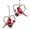 Stocking / Skirt^Kurt S Adler Cardinal Birds In Heart Frame Ornaments Set/2, D3892, Kurt Adler