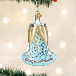 Blown Glass^Old World Christmas Champagne Toast