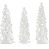 Glass^K & K Interiors Christmas Trees W/Star , Crystal Tear Drop Set/3