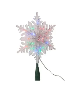 Acrylic^Kurt S Adler Clear Snowflake With 20 Rgb Led Lights Treetop 9", Ad2808