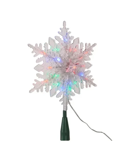 Acrylic^Kurt S Adler Clear Snowflake With 20 Rgb Led Lights Treetop 9", Ad2808