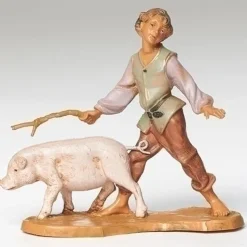 Resin^Fontanini Clement Boy With Pig 5", , 54088