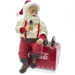 Clothtique/Fabriche Santas^Kurt S Adler Coca-Cola® Santa Sitting On Cooler Table Piece, Cc5191