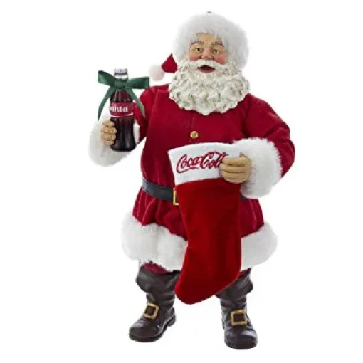 Clothtique/Fabriche Santas^Kurt S Adler Coca-Cola® Santa With Coke Bottle And Stocking