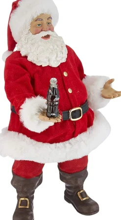 Clothtique/Fabriche Santas^Kurt S Adler Coca-Cola®, Santa With Led Bottle , Cc5192, Fabriche