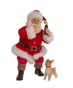 Clothtique/Fabriche Santas^Kurt S Adler Coca-Cola, Sundblom 90Th Anniversary Santa And Dog, 2-Piece Set, Fabriche™ Cc5213