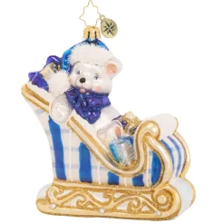 Glass^Christopher Radko Cr, A Beary Good Boy Sleigh, 1020394,