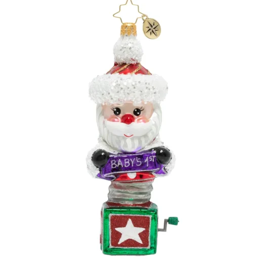 Blown Glass^Christopher Radko Cr, Baby's First Santa Surprise, 1020173,