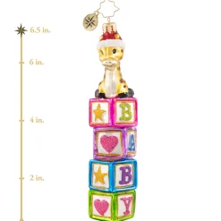 Stocking / Skirt^Christopher Radko Cr, Block-Balancing Baby Giraffe, 1020753,