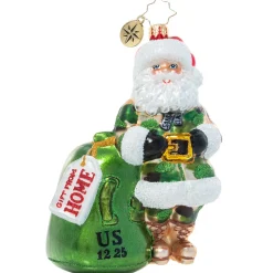Blown Glass^Christopher Radko Cr, Camo Christmas Santa, 1021299, Radko