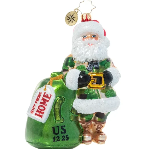 Blown Glass^Christopher Radko Cr, Camo Christmas Santa, 1021299, Radko