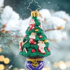 Blown Glass^Christopher Radko Cr, Candy Cane Conifer Gem, 1021435. Gem