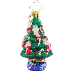 Glass^Christopher Radko Cr, Candy Cane Conifer Gem, 1021435. Gem