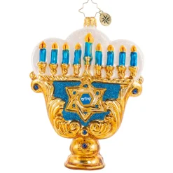 Blown Glass^Christopher Radko Cr, Eight Nights Of Light Menorah, 1020517,