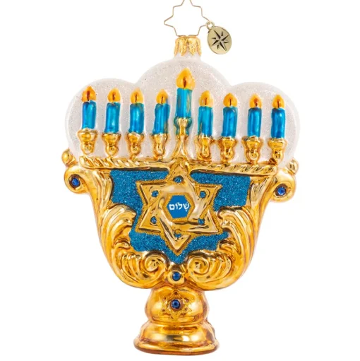 Blown Glass^Christopher Radko Cr, Eight Nights Of Light Menorah, 1020517,