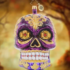 Halloween/Witches^Christopher Radko Cr, Festive Filigree Calavera, 1021667, Radko