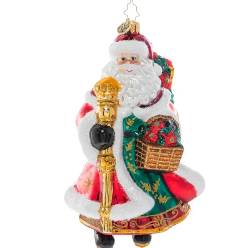 Glass^Christopher Radko Cr, Festive Florals Santa, 1020963, Radko