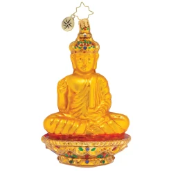 Blown Glass^Christopher Radko Cr, Golden Serenity Budda, 1020052,