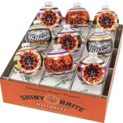 Halloween/Witches^Christopher Radko Cr, Halloween 9 Count 2.5" Decorated Rounds With Reflectors, 4028051, Radko