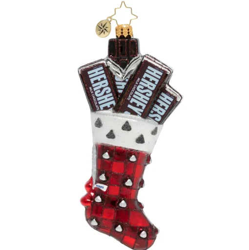 Blown Glass^Christopher Radko Cr, Hershey's Kisses Stocking, 1020075,