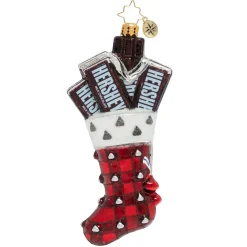 Blown Glass^Christopher Radko Cr, Hershey's Kisses Stocking, 1020075,