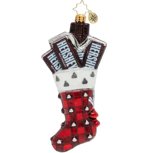 Blown Glass^Christopher Radko Cr, Hershey's Kisses Stocking, 1020075,