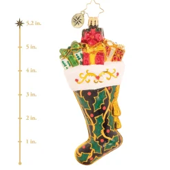 Blown Glass^Christopher Radko Cr, Jolly For Holly Stocking, 1020572,