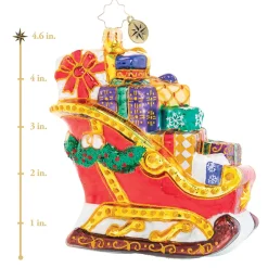 Blown Glass^Christopher Radko Cr, Joyful Journey Sleigh, 1020584,