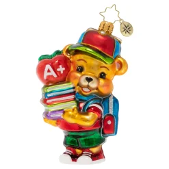 Blown Glass^Christopher Radko Cr, Love To Learn Teddy, 1020346,