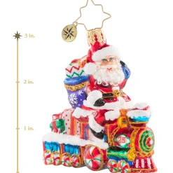Blown Glass^Christopher Radko Cr, On The Tracks Santa, Gem, 1020644,