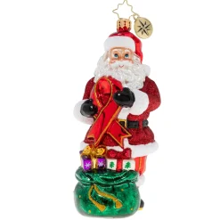 Blown Glass^Christopher Radko Cr, Red Ribbon Awareness Santa, 1020372,