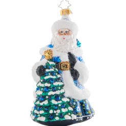 Glass^Christopher Radko Cr, Winter Hues Santa, 1021453, Radko