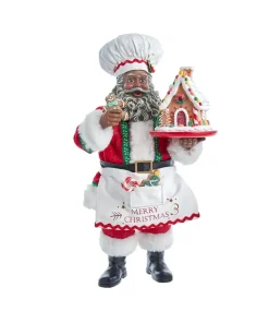 Clothtique/Fabriche Santas^Kurt S Adler Fabriche™ African American Gingerbread Chef Santa, Fa0143, Kurt Adler