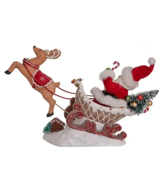 Clothtique/Fabriche Santas^Kurt S Adler Fabriche™ Santa Sitting In Gingerbread Sleigh, Fa0148, Kurt Adler