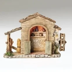 Resin^Fontanini Farmhouse With Led Lights, 5", , 55601
