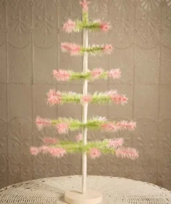 Easter^Bethany Lowe Feather Tree Green With Pink Tips 24″