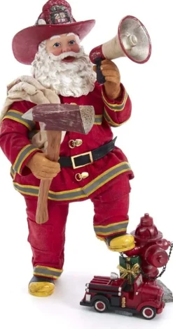 Clothtique/Fabriche Santas^Kurt S Adler Fireman Santa, Fa0127, Fabriche