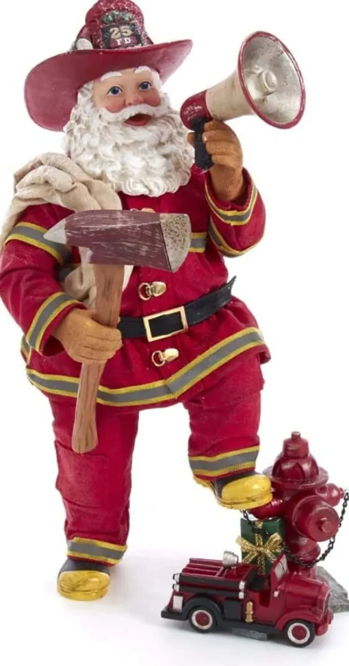 Clothtique/Fabriche Santas^Kurt S Adler Fireman Santa, Fa0127, Fabriche
