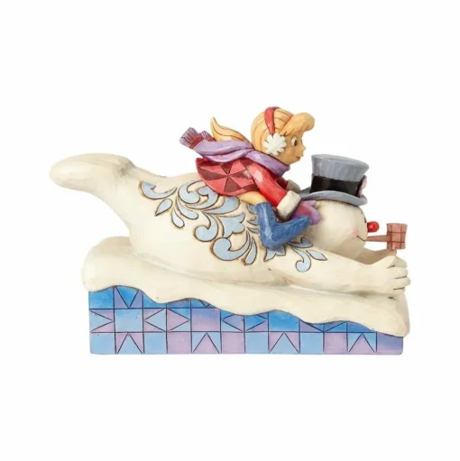 Enesco Frosty And Karen Sledding New