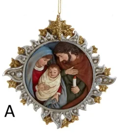 Kurt S Adler Gold And Silver Nativity Family Ornaments, 2 Assorted, E0678, Kurt Adler Online