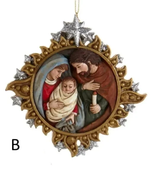 Kurt S Adler Gold And Silver Nativity Family Ornaments, 2 Assorted, E0678, Kurt Adler Online