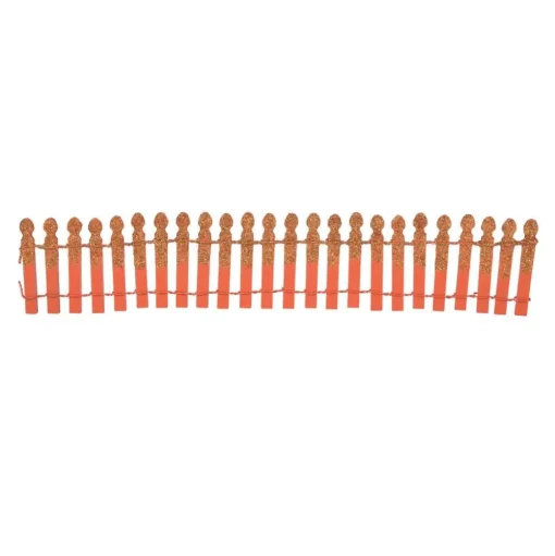 Halloween General^Department 56 Hv, Pumpkin Orange Glitter Fence, 6007703, Halloween Village
