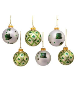 Kurt S Adler Irish Glass Ball Ornaments, 6-Piece Box Set, 80Mm, Gg0886, Kurt Adler New